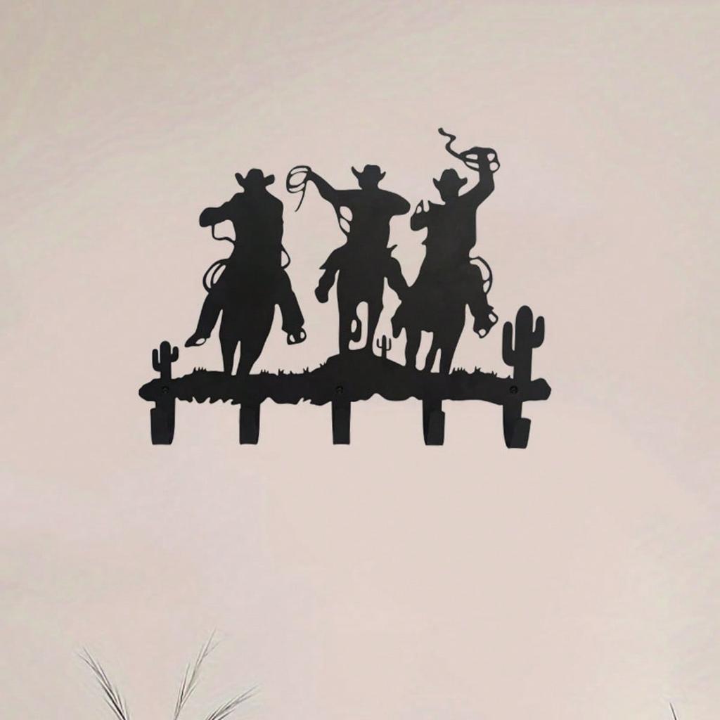 Metal Cowboy Hat Wall Hook Rack Western Decor Bar Hanging Storage Organizer