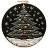 Christmas Tree Stamped Cross Stitch Embroidery Kits with Hoop Cloth Color Thread