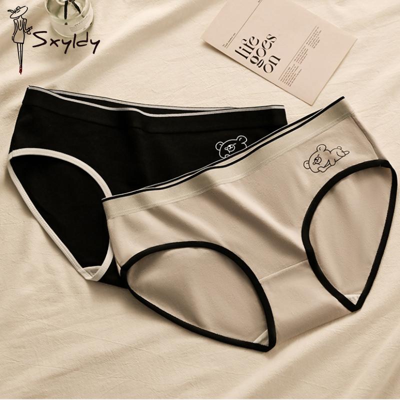 1/3 Pcs Women's Bear Mid-rise Seamless Comfort Triangle Pants Breathable Antibacterial Panties