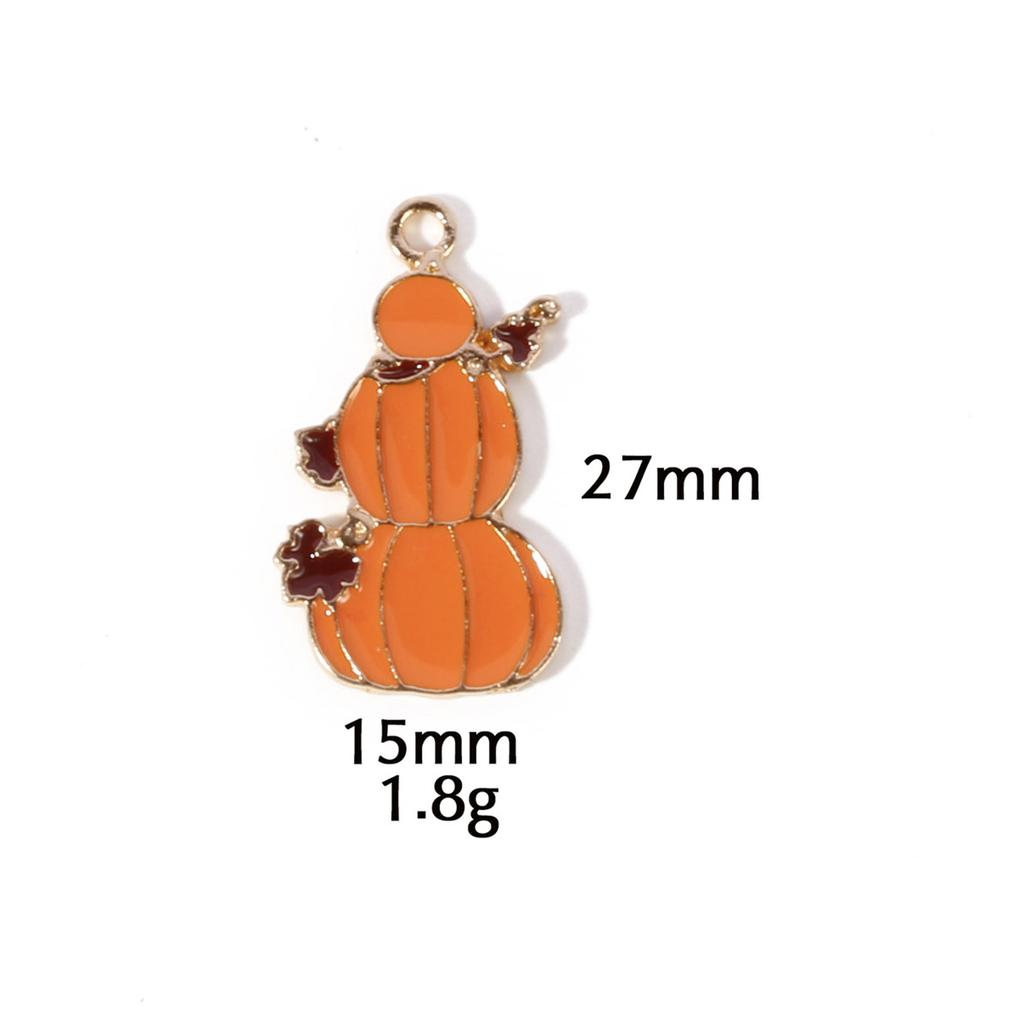 10 Pcs Zinc Based Alloy Autumn Style Halloween Charms Orange Pumpkin Enamel Gold Color Metal Pendants For DIY Jewelry Making