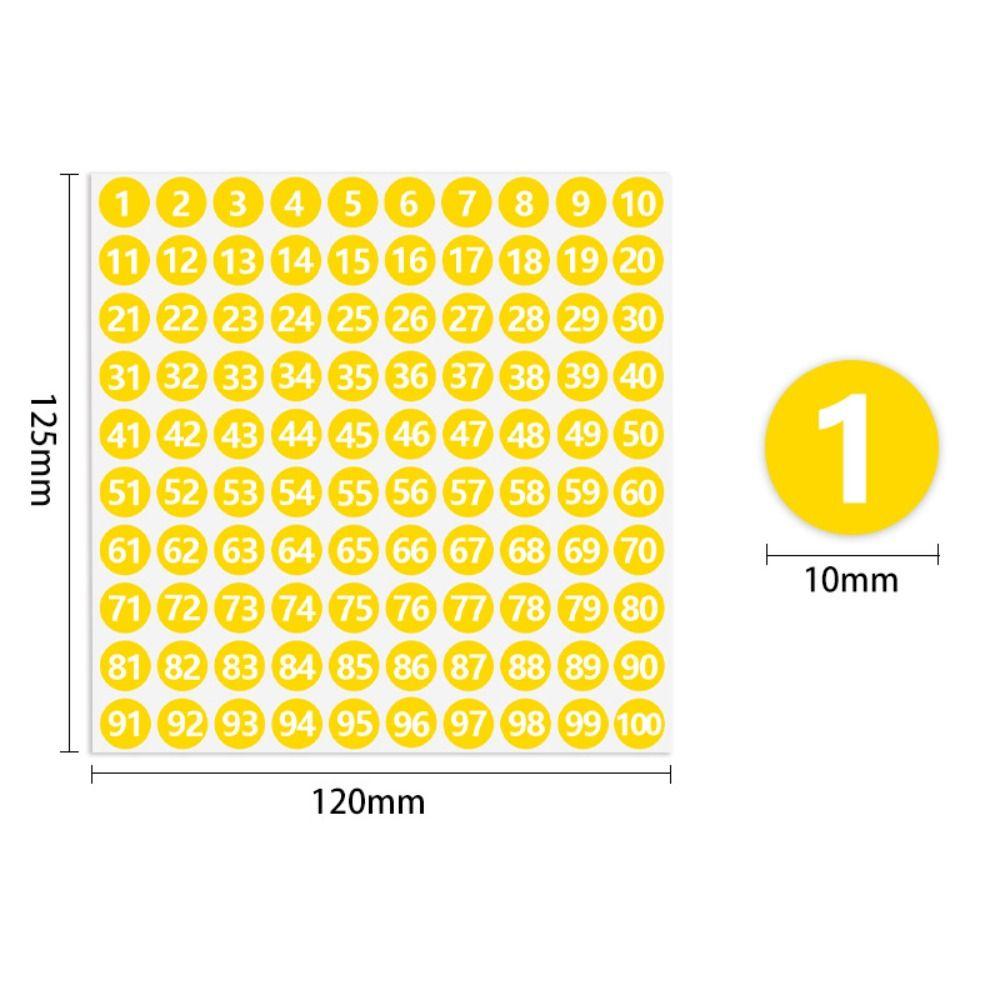 100Sheets Self-adhesive Consecutive Number Stickers 1-100 Clothing Size Label  School/Office