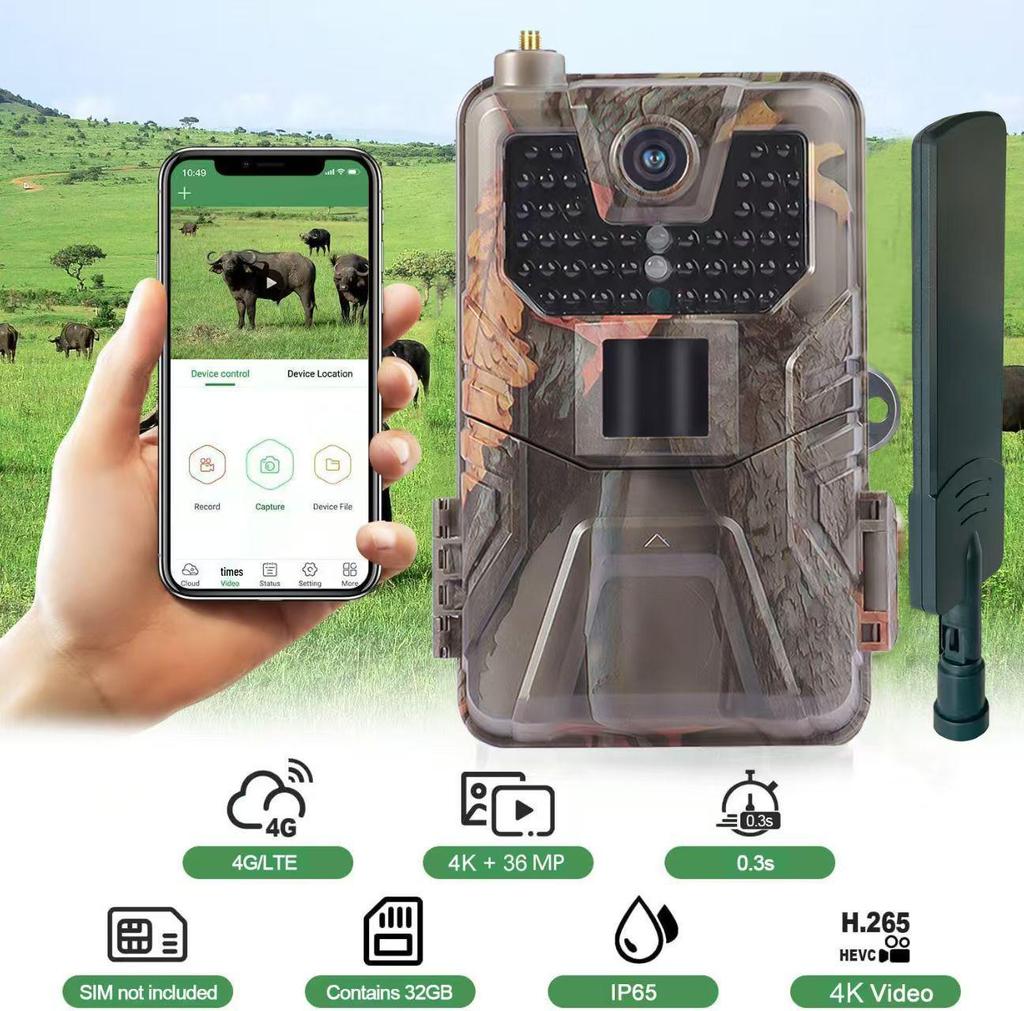 HC-900Pro 36MP 4K Outdoor Infrared Hunting Camera with 4G & Real-time Video