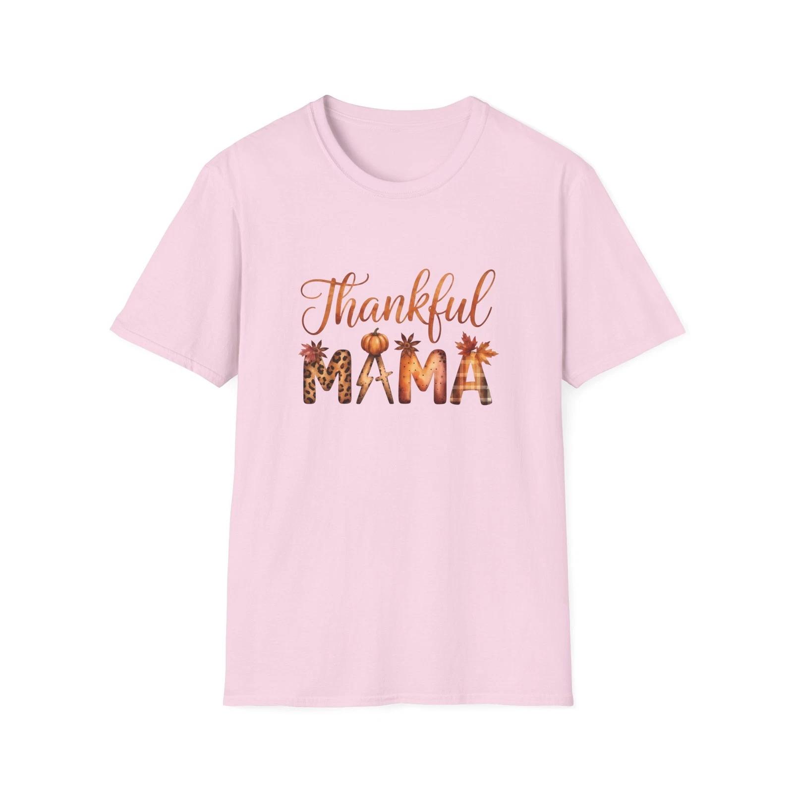 Thankful Mama T-Shirt, Unisex Softstyle Tee, Thanksgiving Gift, Mom [...] S