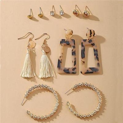 Fashion Latest Stylish Combo Design 6 Pairs Metal Earrings for Women and Girls