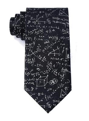 Men's Microfiber Mathematical Equation Novelty Tie, Black, One Size