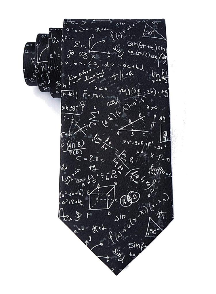 Men's Microfiber Mathematical Equation Novelty Tie, Black, One Size