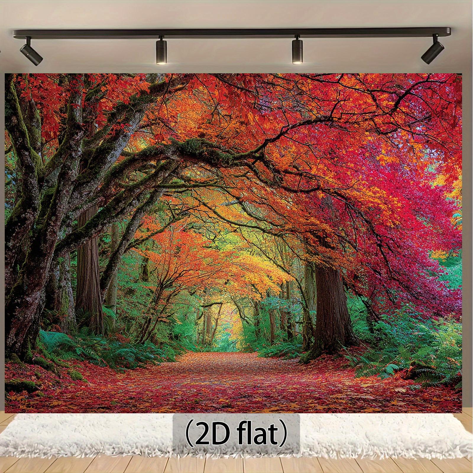Autumn Forest Red Maple Trees Path Fall Leaves Wall Tapestry Nature Art Decor Home Interior Design Living Room Bedroom 70x100CM
