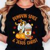 Pumpkin Spice and Jesus Christ T Shirts Streetwear Short Sleeve Graphic Unisex Women Stylish Harajuku Unisex Tops
