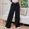 Damenhose, V-förmig, elastisch, hohe Taille, gerades weites Bein, lange Hose, einfarbig, lockere Passform, Jogginghose für den Alltag