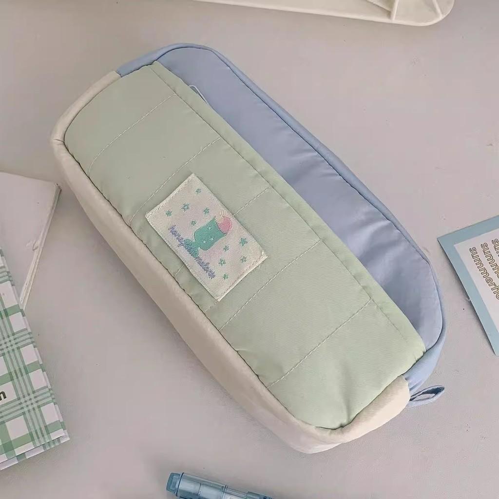 Minimalist Pudding Color Pencil Case With Large Capacity For Students And Girls