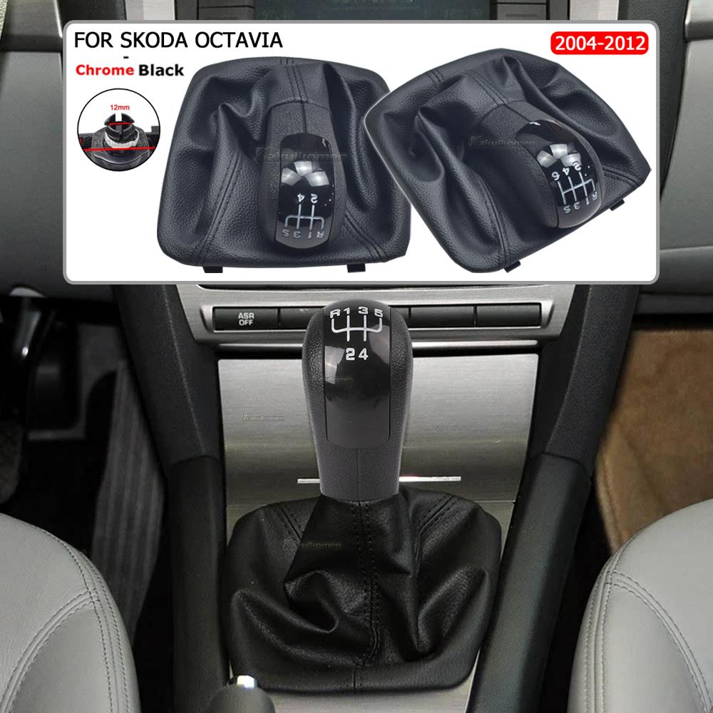 For Skoda Octavia 2 A5 A6 2004-2013 Manual 5/6 Speed Car Gear Stick Shift Knob Shifter Lever Hand Ball Leather Gaiter Boot Cover