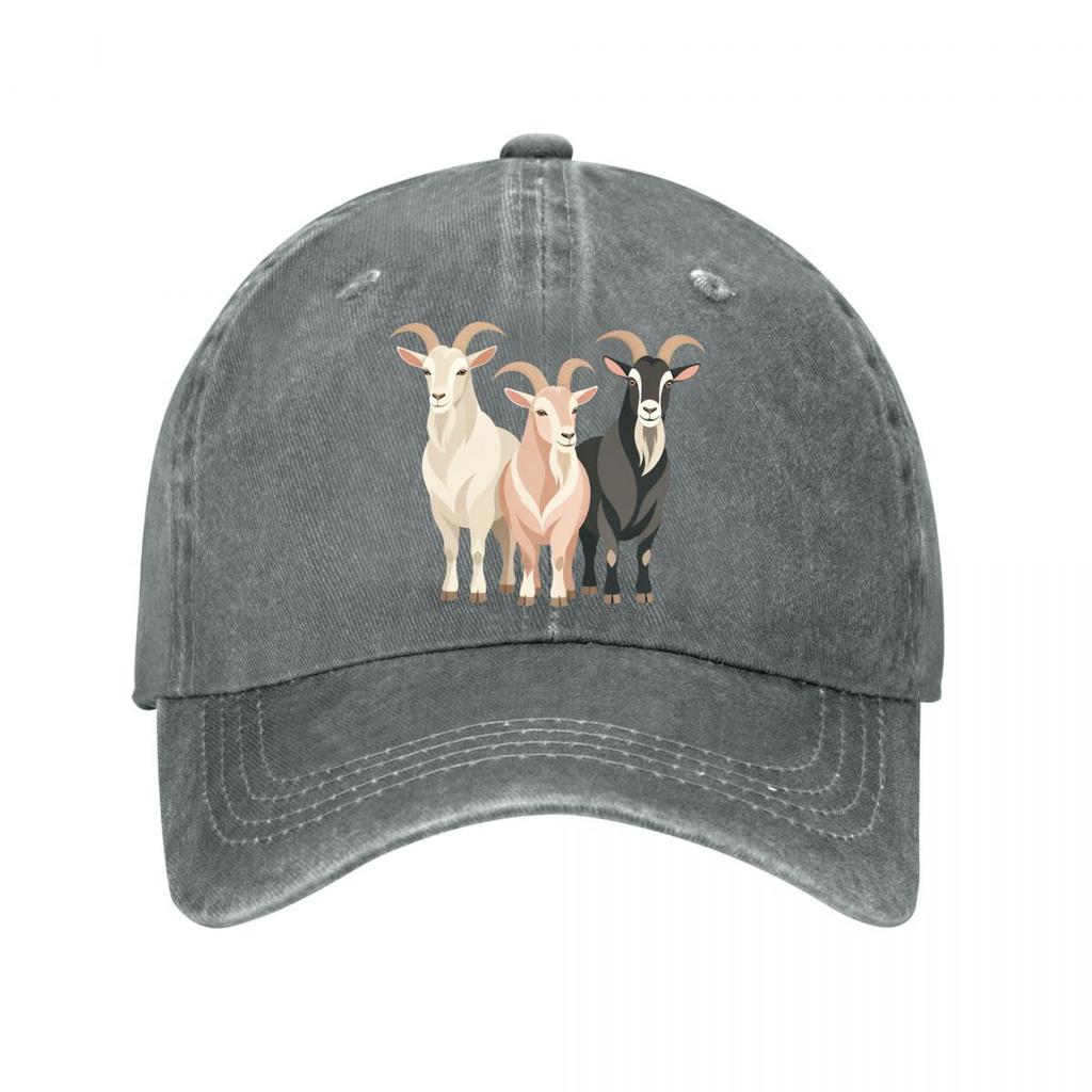 Modern Trio Goat Portrait Illustrati Washed Baseball Cap Outdoor For Womens Unisex FeUnisex Dad Hat