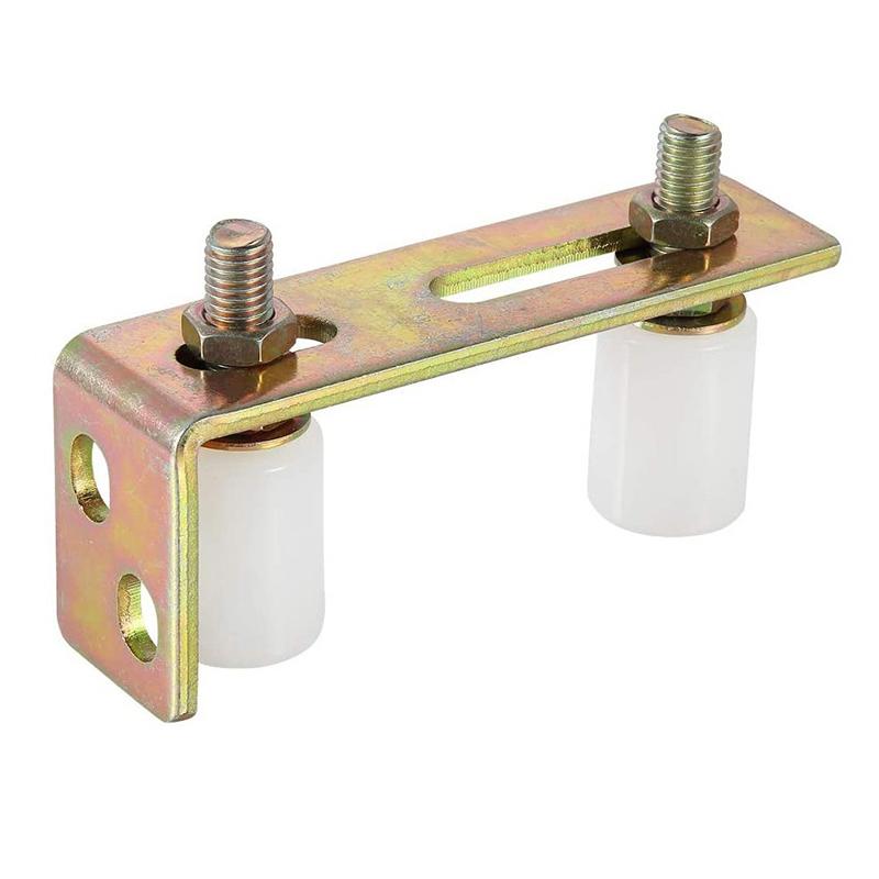 1Set Guide Wheel Patio Door Track Guide Rollers Sliding Door Guide Rollers With L-Pillar Bracket Adjustable Double Nylon Rollers