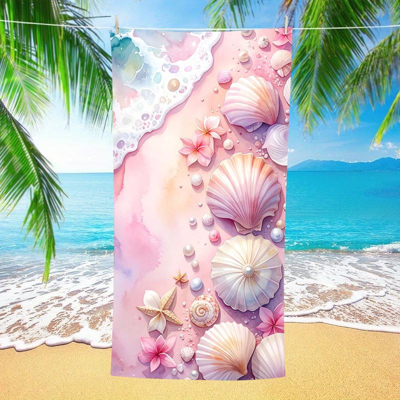 Pink Seashell Beach Towel Oversized Microfiber Extra Large Quick Dry Sand Free Bath Towel Swim Pool Blanket For Kids Adults
