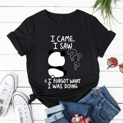 Unisex WoUnisex Tshirt Panda Lovely Trend Fashion Shirt Panda I Came I Saw Cartoon Female Graphic Top Tee T-Shirts Sarcastic Tshirts Y2k