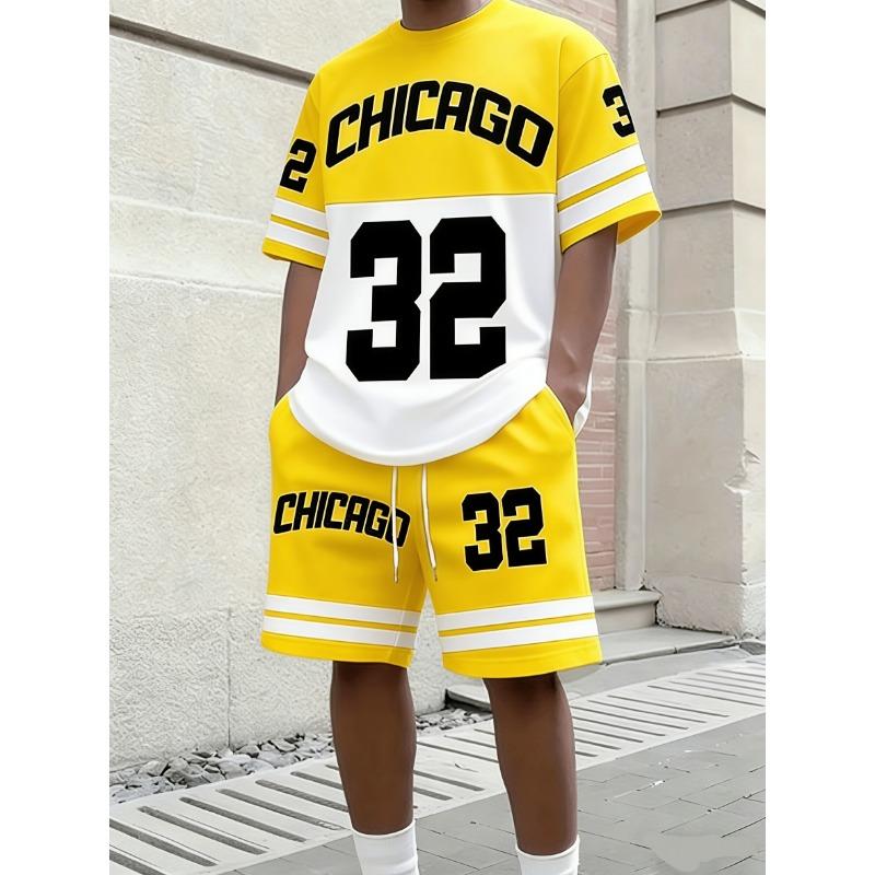 Men s Loose Fit Chicago 32 Summer Suit: Breathable Fabric with Large Front Number. Ideal for Basketball Practice, Lounge & Relaxed Gatherings S