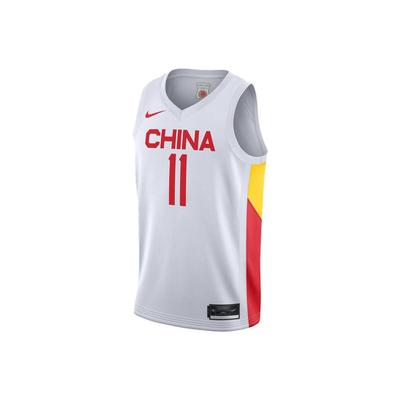 Sleeveless Contrast Sports Jersey, China Team, Yi Jianlian No. 11 Home Basketball Vest Men Tops White CZ4255-101