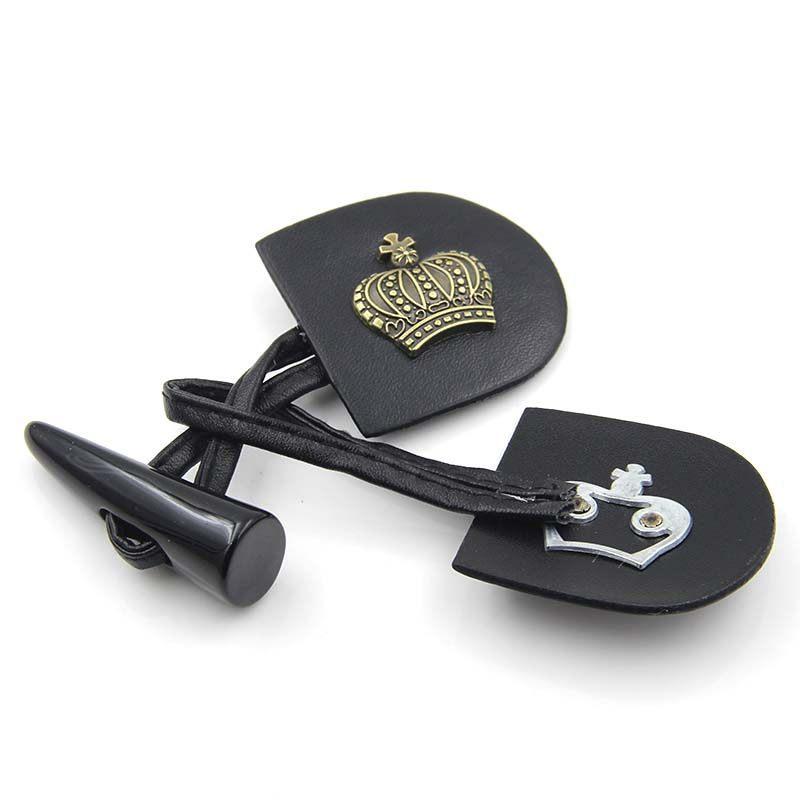 5pcs Coat Buttons, Korean Version Fashion With Leather Pair Buttons, Metal Horn Buttons, Croissant Buttons, Coat Buttons, Trench Coat Sweater Buttons