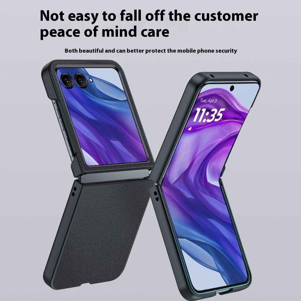 For Motorola Razr 60 Ultra 5G Case Slim Leather Coated Hard PC Folding Phone Cover