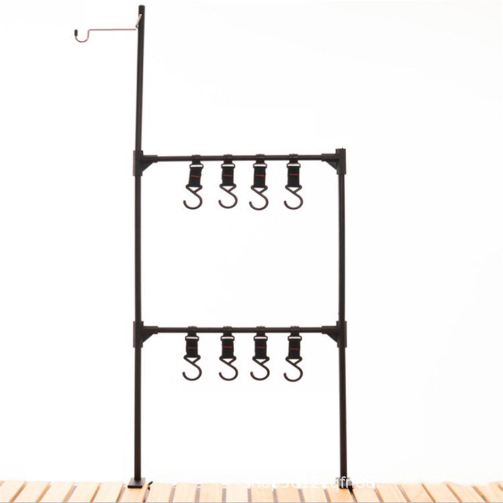 Camping Cookware Hanging Rack Camping Lamp Holder Multi-functional Cookware Shelf Cookware Organizer Holder with Hooks