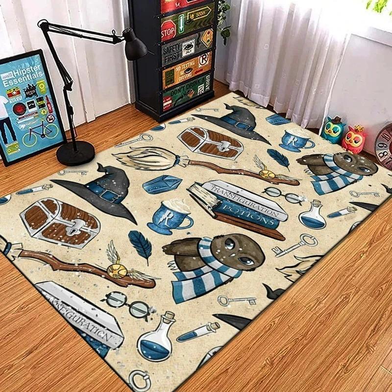 Tappeto Soggiorno con Motivo Horror Tappeti Mago Divinazione Gatto Zucca Tappeto Morbido Decorazione Camera da Letto Tappetino Antiscivolo Area Bagno