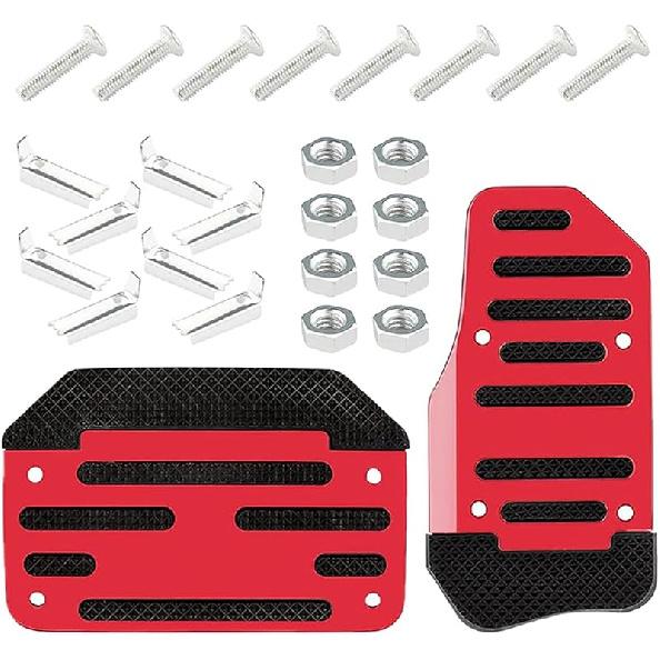 2PCS Non-Slip Car Pedal Covers, Automatic Transmission Gas Pedal Pads Kit, Aluminum Alloy Brake Pedals Set For Car Safety, Universal Replacement красный