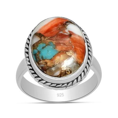 Oyster Turquoise Solid 925 Sterling Silver Oval Shape Rings For Women & Girls