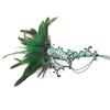 Velcro Peacock Feather Lace One-eyed Bronzing Chain, Halloween Party Mask
