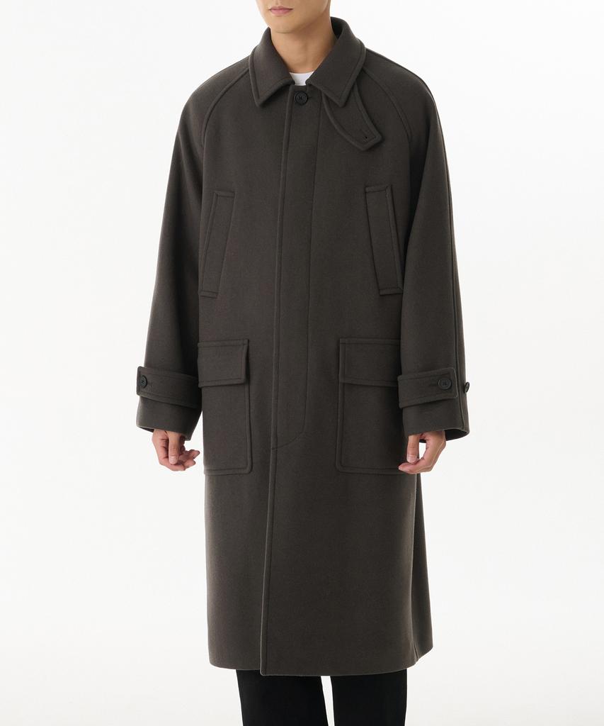 Musinsa Standard Wool Blend Oversized Muff Balmacaan Coat [Khaki Brown]