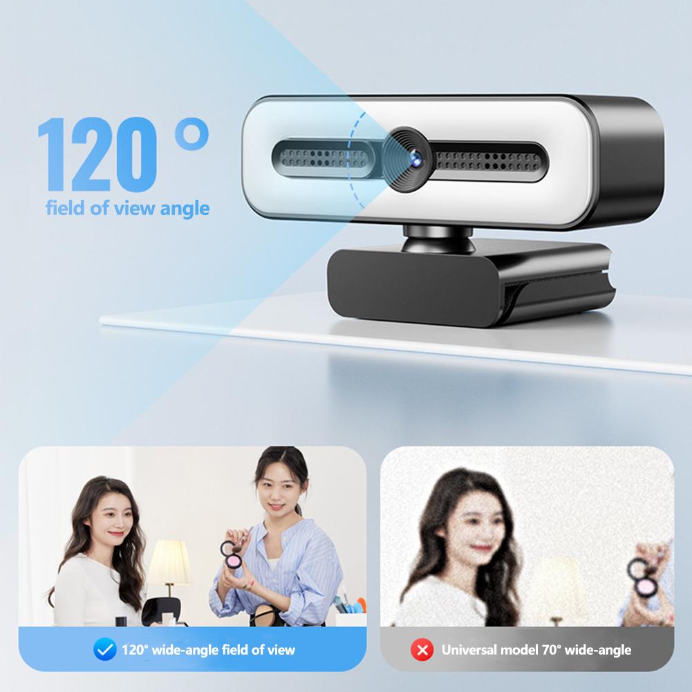 4K Webcam with Light for PC/Laptop 1080P 2K HD Streaming Camera Desktop Video Conferencing Webcam for Online Classes
