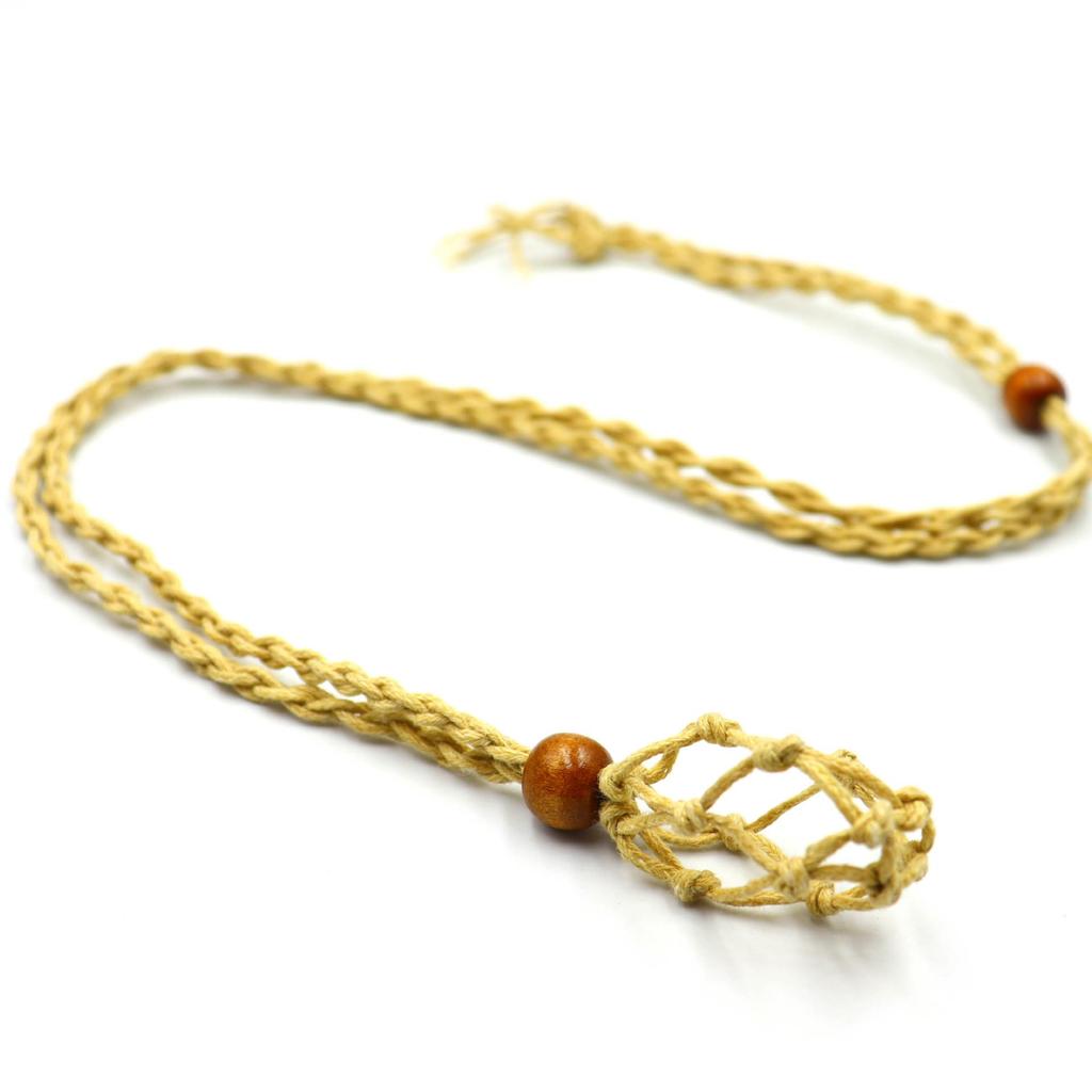 Adjustable Woven Natural Stone Net Necklace Pendant