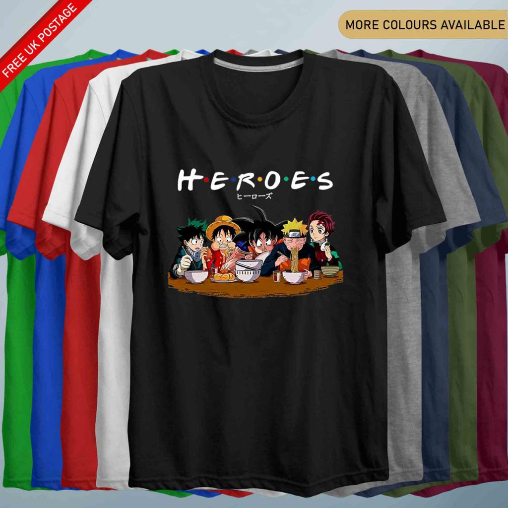 Anime Heroes TShirt Unisex Kids Adults Anime Lover Tee Japanese Unisexga Gift
