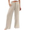 Womens Pants Wide Leg High Waisted Palazzo Pants Summer Flowy Beach Casual Trousers with Pockets
