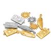 5Pcs Feather Tag Sun Flower Charms Gold Color Stainless Steel Pendants Necklace Earrings Making for DIYJewelry Findings Bulk