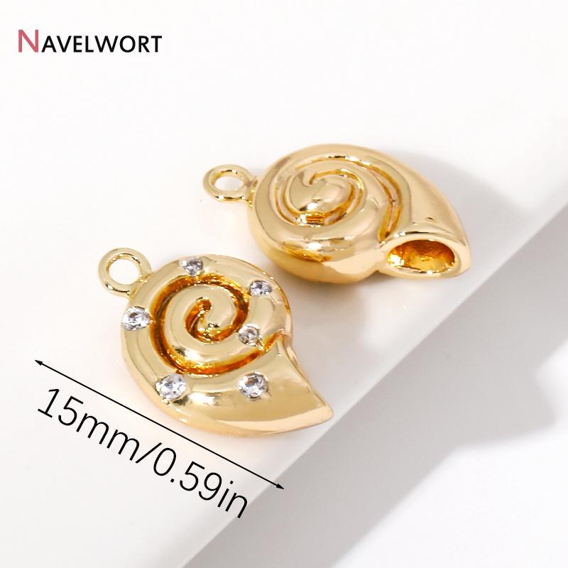 2Pcs 14K Gold Plated Brass Metal Conch Pendant,Charms For Jewelry Making,DIY Earring Bracelet Necklace Making Findings Supplies