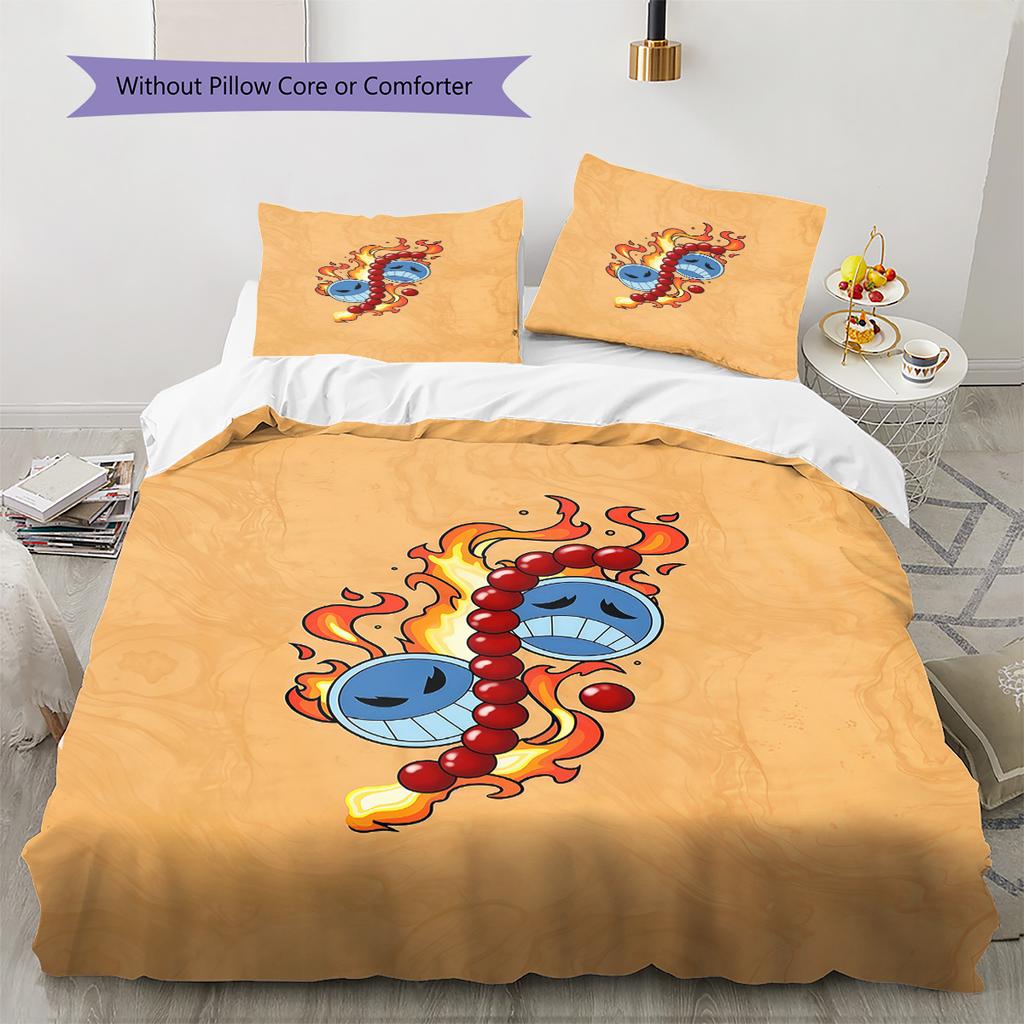 Anime One Piece Pattern Bedding Quilt Set Quilt Cover Pillowcase Home Birthday Gift(1 * Duvet Cover + 2 * Pillowcase, Without Core)