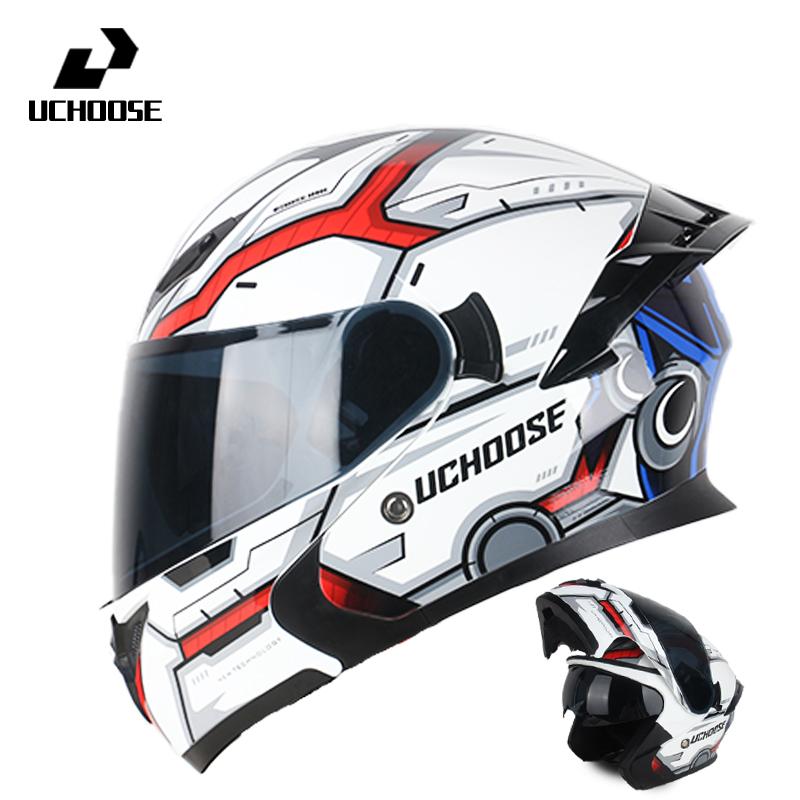 Uchoose DOT Modular Helmet Full Face Helmets Crash Motorbike Protective Gear Unisex Flip Up Helmet Motorcycle Double Sun Visor