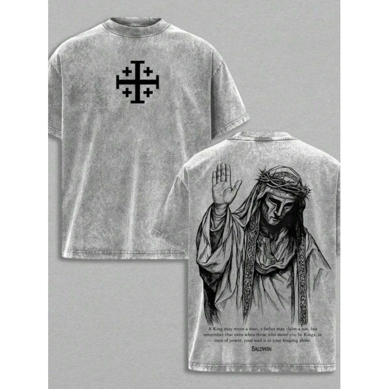 Jert-Shirt Cotton Crinmenlruskibalngepesdwalemusivof Straight Cylinder Neck XL серый