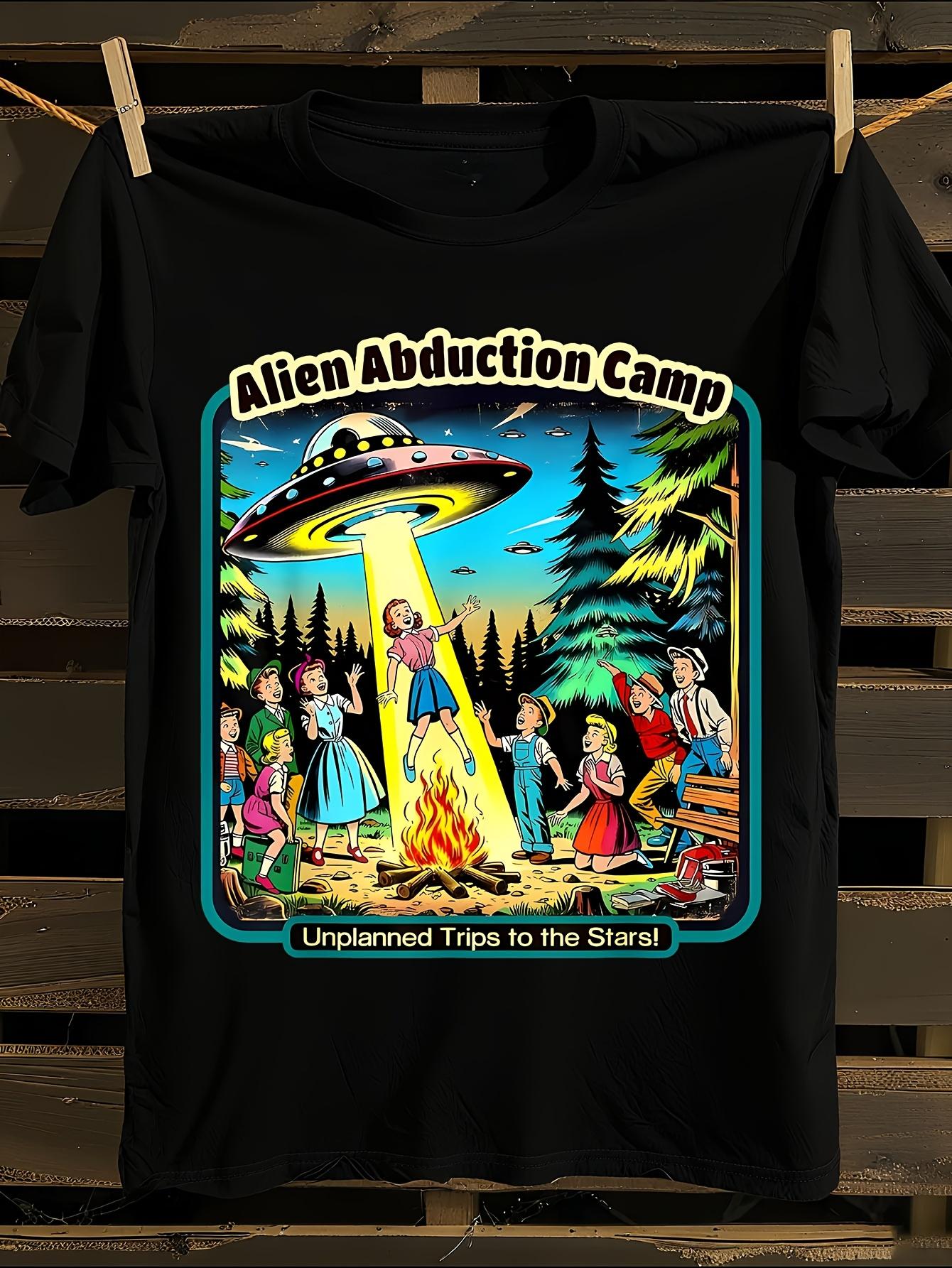 Funny Alien Abduction Camp UFO T-shirt S