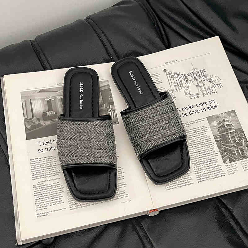 Summer Weave Women Beach Slippers Concise Open Toe Slide Ladies Outdoor Comfort Soft Sole Sandalias