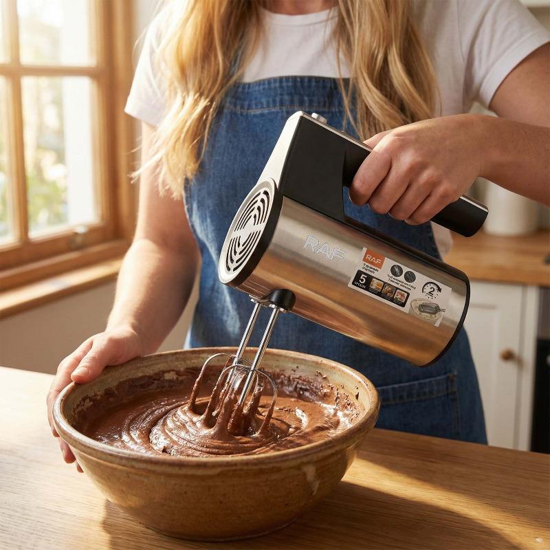 220V Household Stainless Steel Egg Beater, Electric Baking Cake Cream Beater Handheld Stirring Milk Frothers 800W