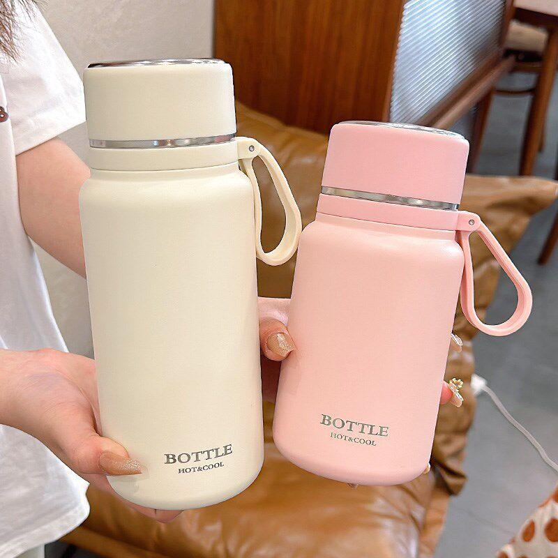 Simple Large-Capacity Thermos Cup for Girls, High-Looking 2024 New Style Water Cup, Portable Cold-Keeping Cup for Men, Car-Mounted Tea Cup