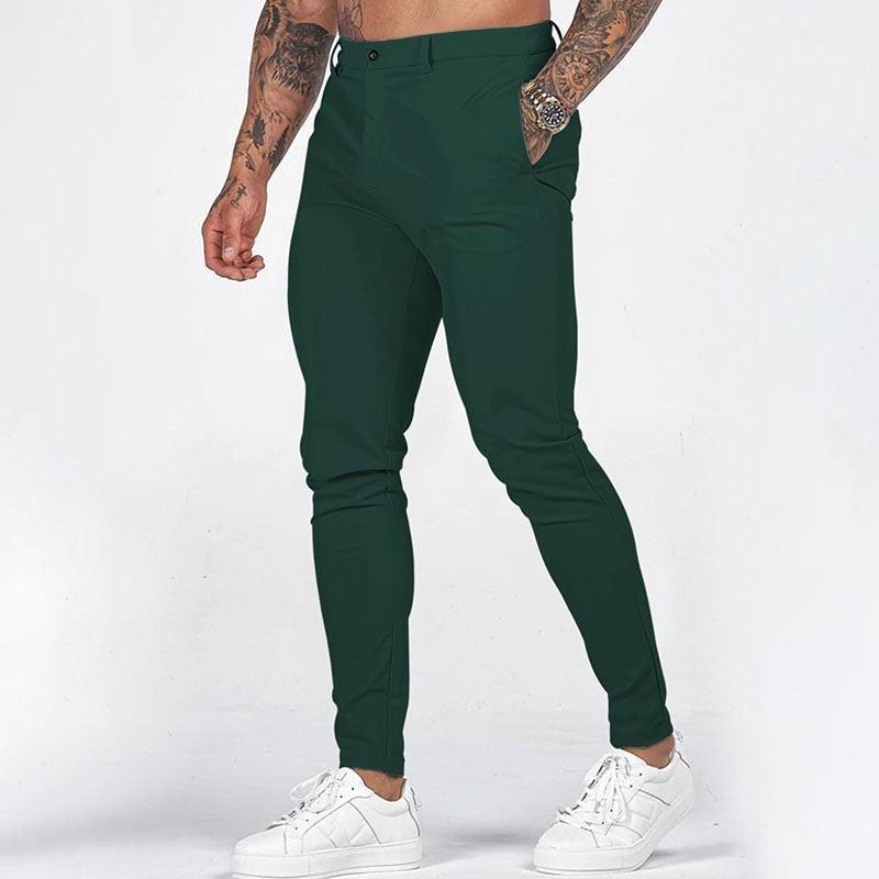 Men S Casual Solid Color Lantern Pants Slim Fit Trousers
