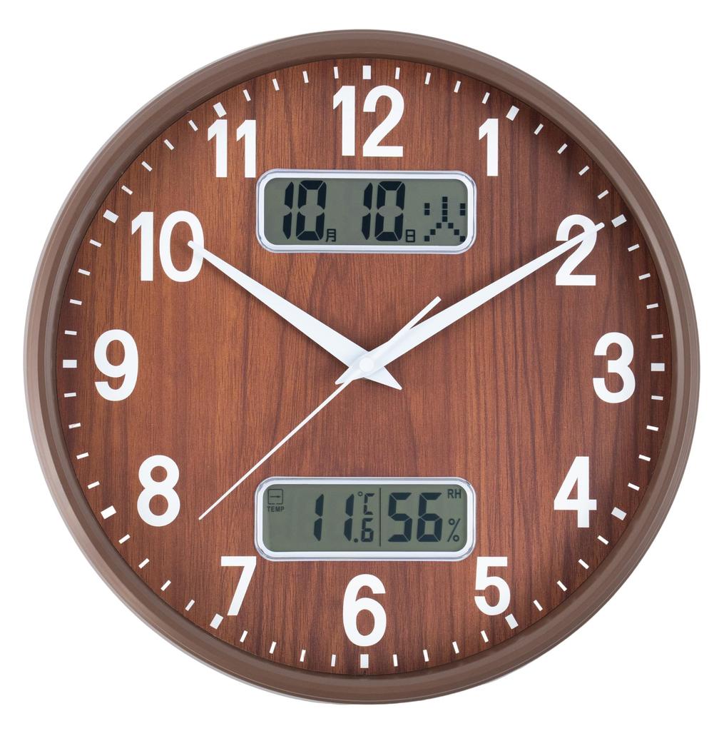 Analog Wall Clock Wood Grain 33cm
