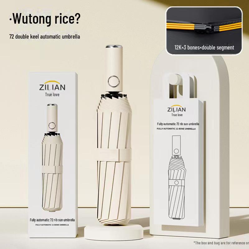 Umbrelă automată pentru femei cu 72 de oase: Rezistent la vant, protectie UV, soare si ploaie Dubla utilizare.
