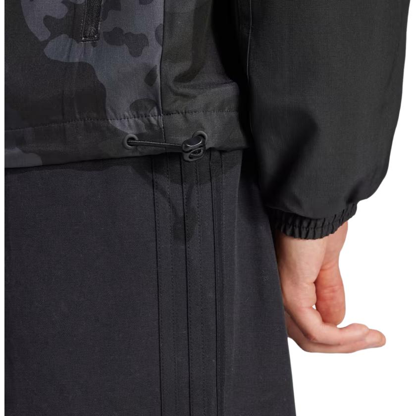 adidas Originals All Over Print Hooded Zip Fitted Long Sleeve Jacket Men Jackets Black IS0258