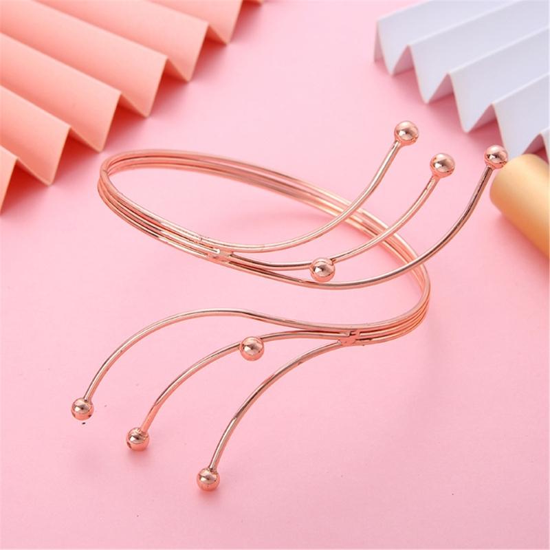 Adjustable Metal Open Bangle Bracelet For Women Fashionable Upper Arm Bracelet Arm Jewelry for Evening Party Banquet