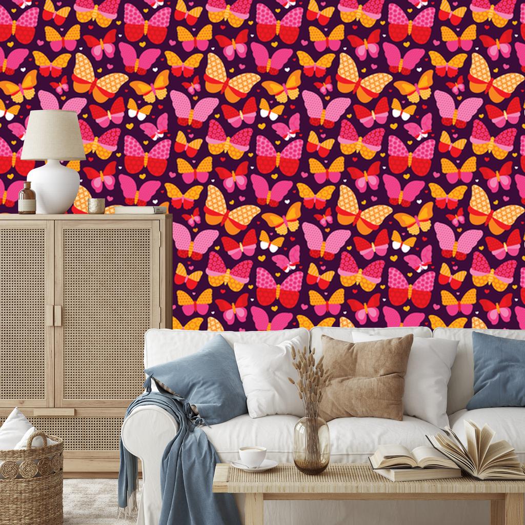 Colorful Butterflies and Dots Wallpaper for Living Room and Bedroom 50x1000