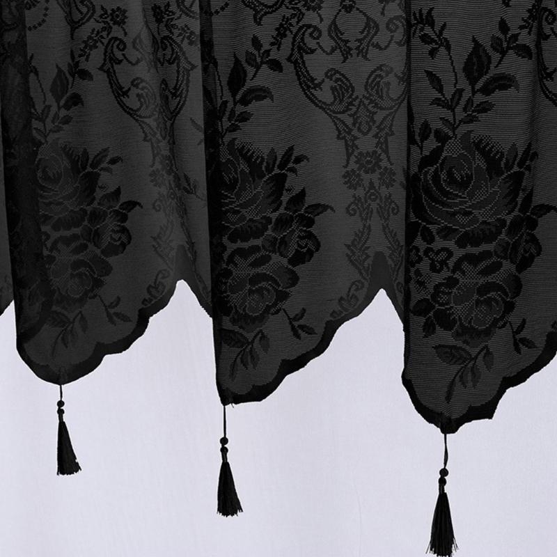 Polyester Lace Window Curtain Elegant Tasseled Lace Weaving Designing Curtains to Any Space Decoration Short Drape