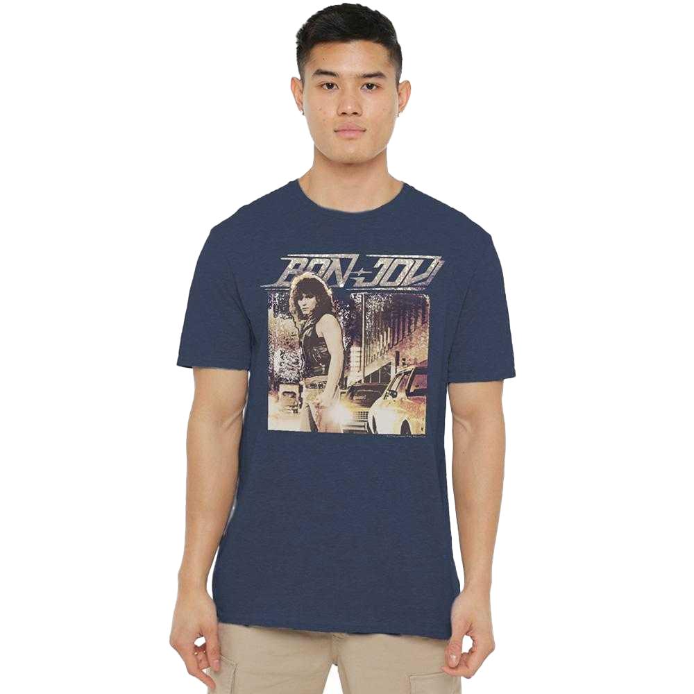 Bon Jovi Unisex Adult Runaway Jon Heather T-Shirt